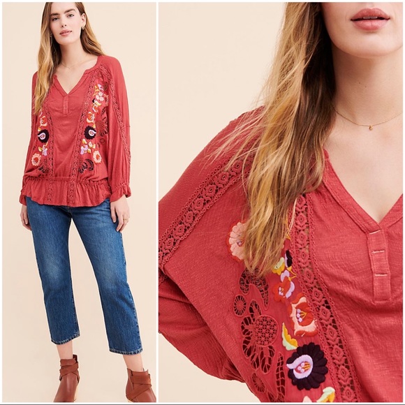 ✖️SOLD✖️•FREE PEOPLE• Serafina Embroidered Blouse - Picture 14 of 14